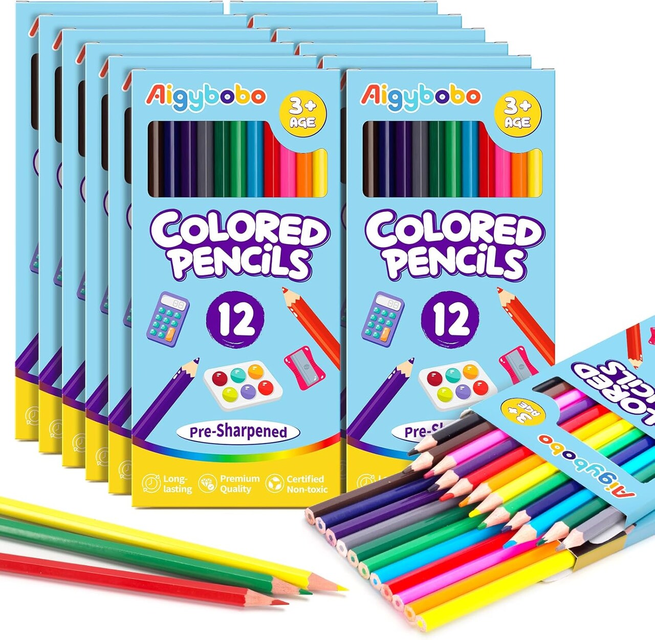 144 Count Colored Pencils for Kids, 12 Pack Colored Pencils Bulk in 12 Vibrant Colors, Pre-sharpened Color Pencil, Bulk School Supplies for Teachers, Classroom Prizes, Art Supplies for Adults